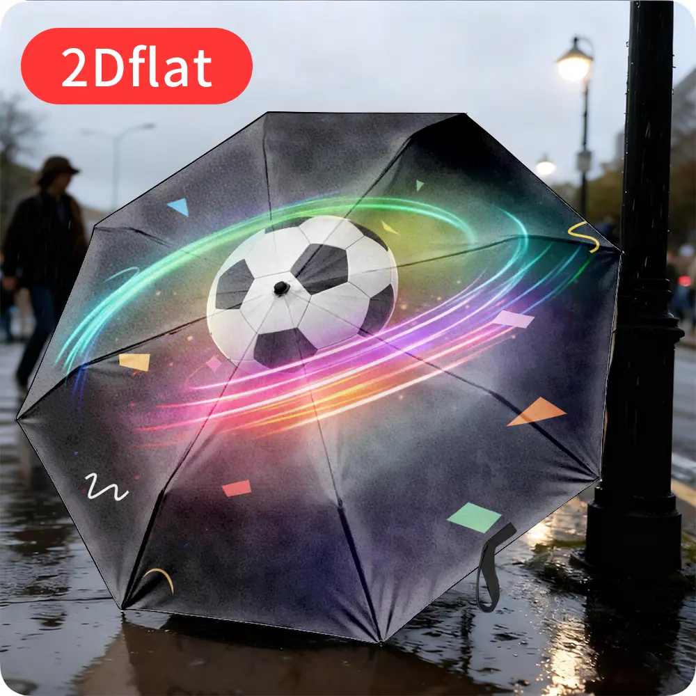 1 Automatic Open-Close Football Design Umbrella – Auto-Folding Portable Travel Umbrella, Lightweight and Windproof, Available in Neon Green/Blue/Pink/Accent Styles, Ideal for Sports Fans, Stadiums, and Travel – Model