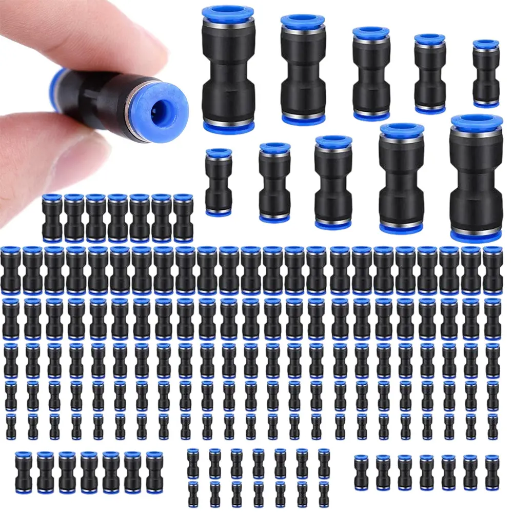 100Pcs/Set Quick Connect Air Hose Fittings,5 Sizes Straight Push Metric Connectors,2 Way Quick Release Plastic Pneumatic Air Line Fittings for Tube,Truck,Automotive,Halloween Christmas Party Gifts,Tools & Hardware