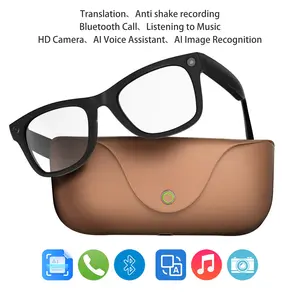Fashionable smart glasses, equipped with an 8MP anti shake camera, MT5 Ultra AI smart glasses rechargeable, recording, real-time translation, Bluetooth calling, 300mAh glasses battery and 2000mAh charging case