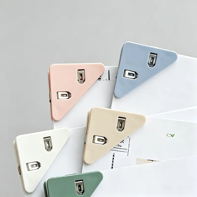 12-Pack Random Color Creative Multifunctional Triangular Clips, Study Papers, Documents Storage Clips, Anti-Warping Triangular Clips for Books, Note Clips, Bill Clips. Multi-Purpose for Office, Study, And Home