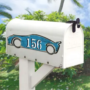 Designocracy MA98451-12 12 in. Sports Car Wooden Custom House Number Sign Decor