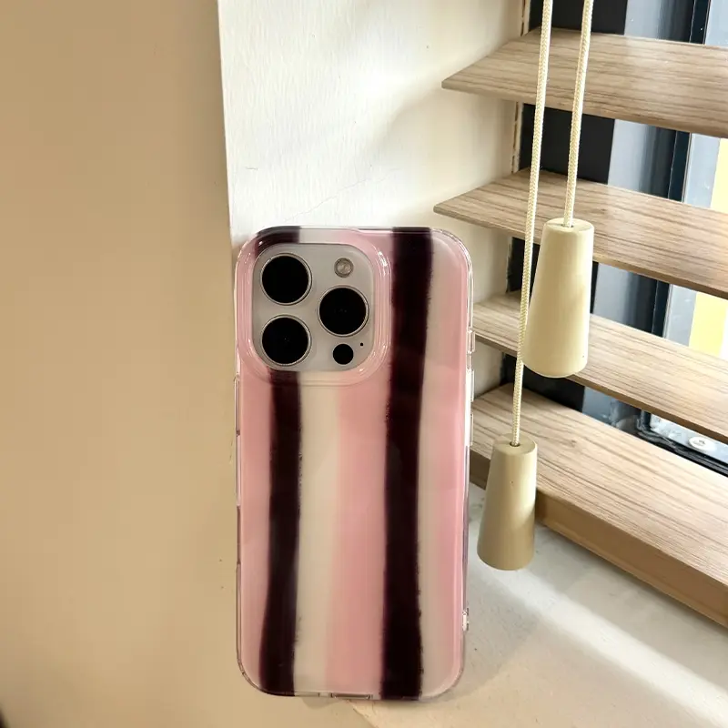 IPhone13/14/16/17 Pro Max | Color powder brown plaid | Fashionable and simple | Best friend gift | Suitable for iPhone 11 12 13 14 15 16 17 Pro Max | Protective Casing | Accessories