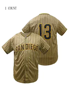 Men Women Loose Fit Breathable San Diego Baseball Jersey, Embroidered Letter Design, Sporty Short Sleeve Top, All-Season Loose Fit Training Uniform Sports Apparel, Stylish Jersey