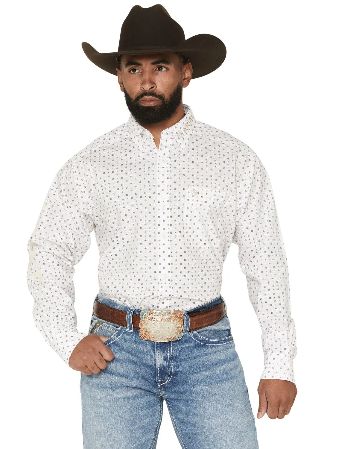 Ariat Men's Men'S Team Wake Geo Print Long Sleeve Button-Down Western Shirt - 10071715