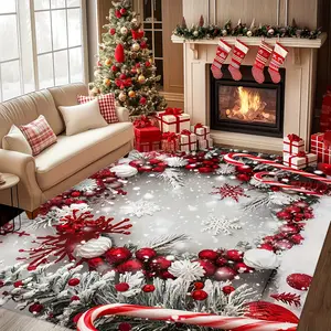 Christmas-Themed High-Quality Decorative Rug Suitable for Living Rooms Bedrooms Entryways And Dining Areas As Well As Outdoor Patios Gardens
