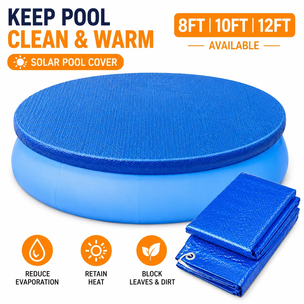 Swimming Pool Round Cover Protector Dustproof Waterproof Paddling Pool Cover 8ft,10ft,12ft,,summervibes Pool Accessories Pool Equipment Enclosure Pool Cleaning System Pool Cleaning Kit tiktokshopbacktoschool