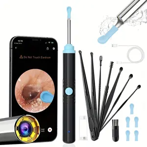 Silicone Ear Cleaning Set with HD Camera, 1296p Earwax Removal Tool, Perfect Gift Idea for Personal Care, Earwax Cleaning Kit