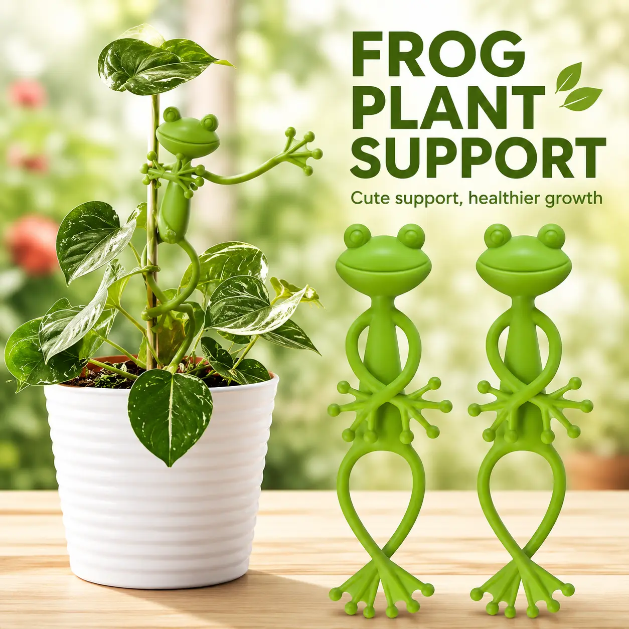 PlantTok Essentials: Cute Froggy Plant Support Clips, Decorative Vine & Stem Organizers for Climbing Potted Houseplants, Garden Accessories to Keep Growth Upright, Quirky Aesthetic Item for Plant Moms