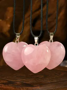 30mm A Grade Rose Quartz Love Necklace, Elegant Choker Style for Women, Perfect Gift for Festivals, Natural Stone Color Randomly Selected, Natural Crystal Jewelry