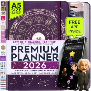 Law of Attraction Planner 2026 - A5 Size Weekly & Monthly Life Organizer with Vision Board Gift Box & Stickers with Panduo App Inside