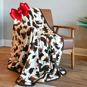 Homesmart Cow Print Blanket Queen Size Microfiber Soft Cow Print Stuff Throw Blanket Western Fleece Cow Blanket Bedding Home Room Decor Cow Birthday Christmas Gifts