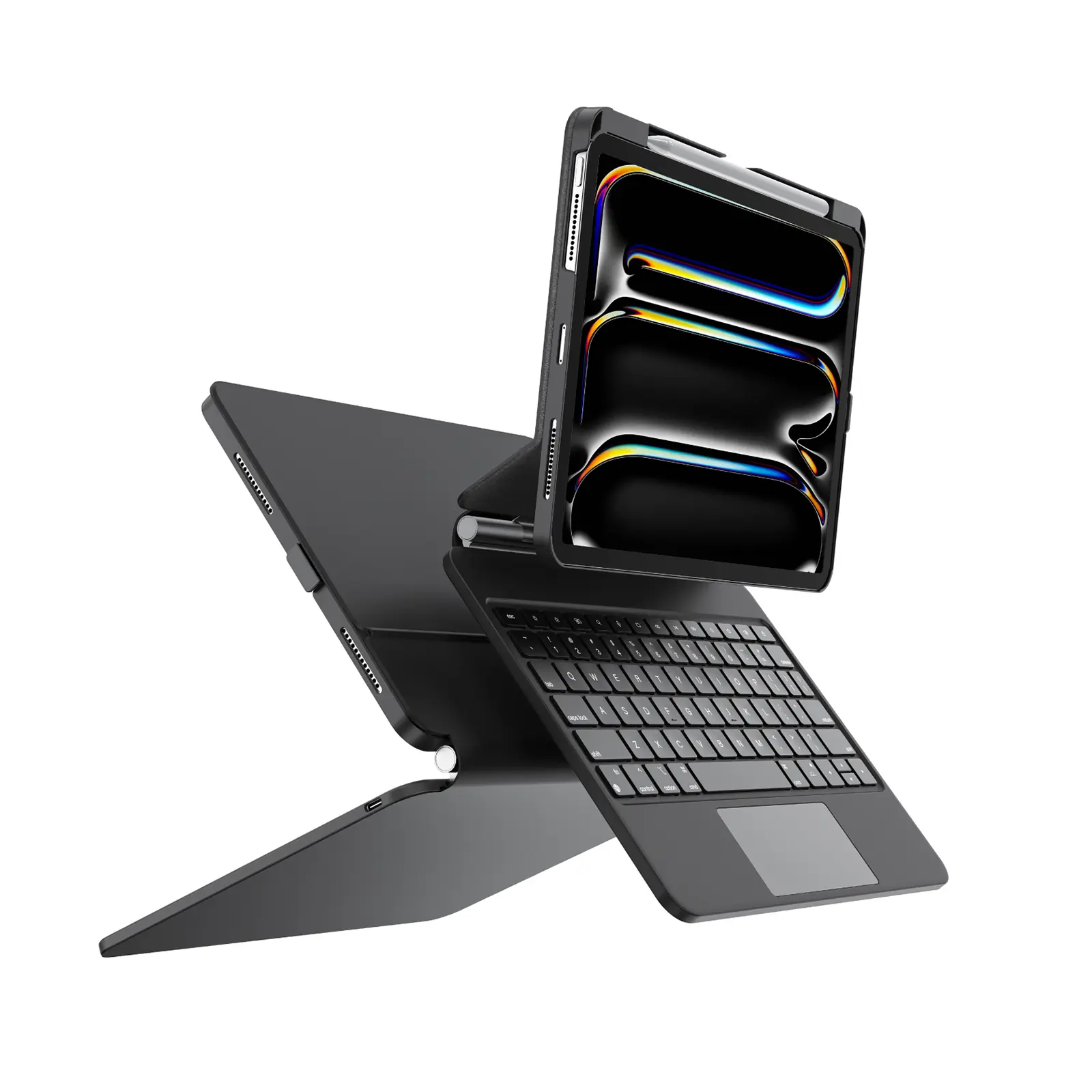 Magnetic Floating iPad Keyboard Case with Trackpad & PD Passthrough Charging for 11" iPad Pro/Air (2021-2025) & 10.9"/11" iPad, Precision Trackpad, RGB backlit Backlight, Pencil Slot, Slim Detachable Cover