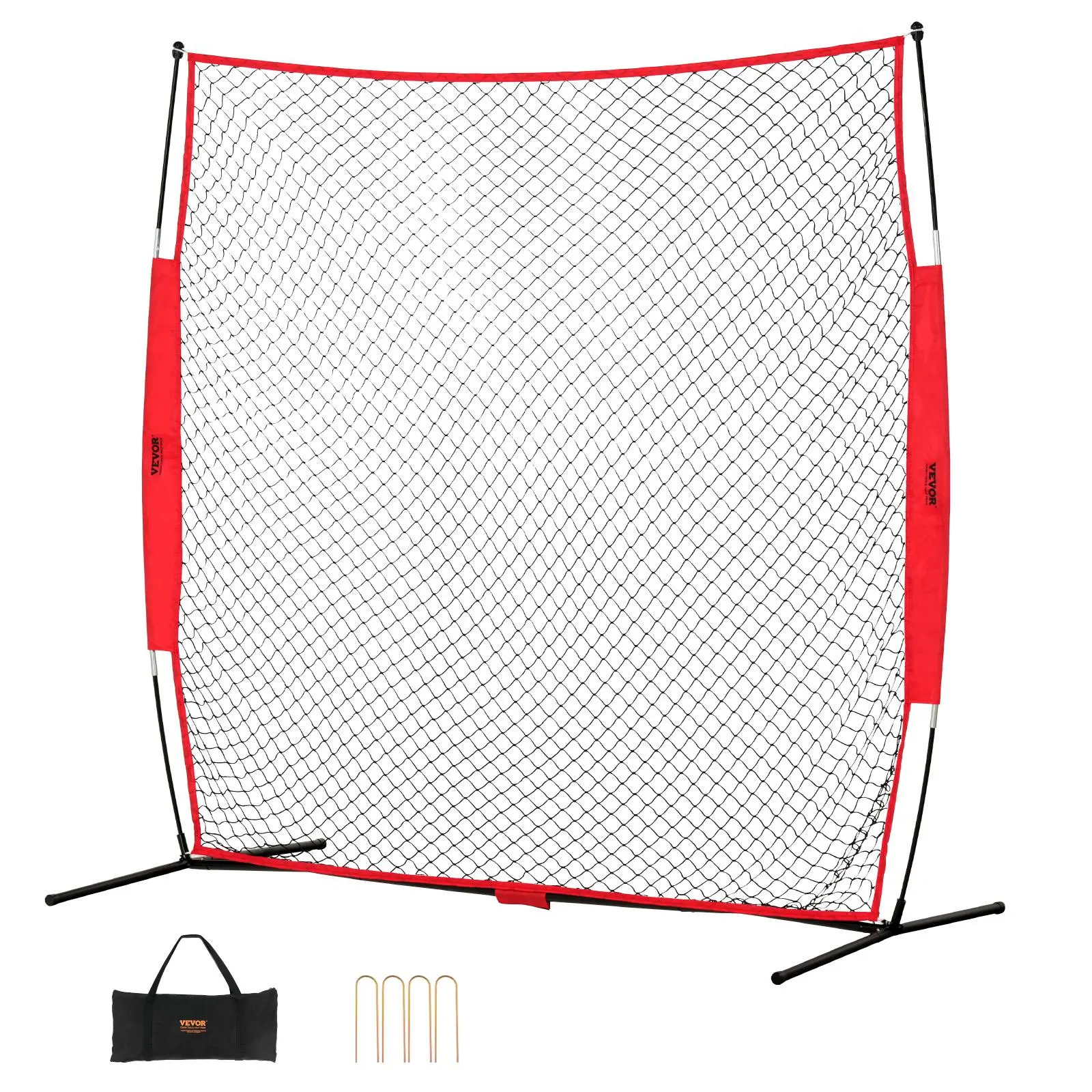 7x7 ft Heavy-Duty Backstop Net with Fiberglass Frame, Steel Base & Mesh, Portable Multi-Sport Training Equipment with Excellent Structure, Easy to Assemble, Carry Bag, Baseball Batting Cages, Safety Guard for Baseball, Soccer, Softball Training#BacktoScho