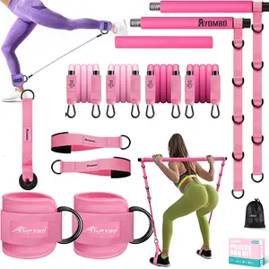 HPYGN Pilates Bar Set with Resistance Bands for Women Ankle Resistance Bands Latex Fitness Workout Bands with Anklets and Door Grip for Home Gym Pilates Yoga