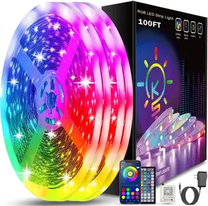 100ft Led Strip Lights (2 Rolls of 50ft) Bluetooth Smart App Control Music Sync Color Changing RGB Led Light Strip with Remote,Led Lights for Bedroom Room Home Decor Party Festival