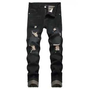 JUNBAOSS Men's Slim Fit Stretch Jeans Colored Ripped Jeans for Men, Casual Fashion Straight Leg Comfort Flex Waist Skinny Denim Pants, Menswear Trouser Streetwear Motocross Jeans with Plain Pockets