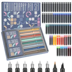 74 Pcs Calligraphy Fountain Pen Set, 8 Pens & 8 Nibs, 66 Ink Cartridges (14 Colors), Ideal for Writing, Drawing, Beginner Practice, Art Craft Supplies