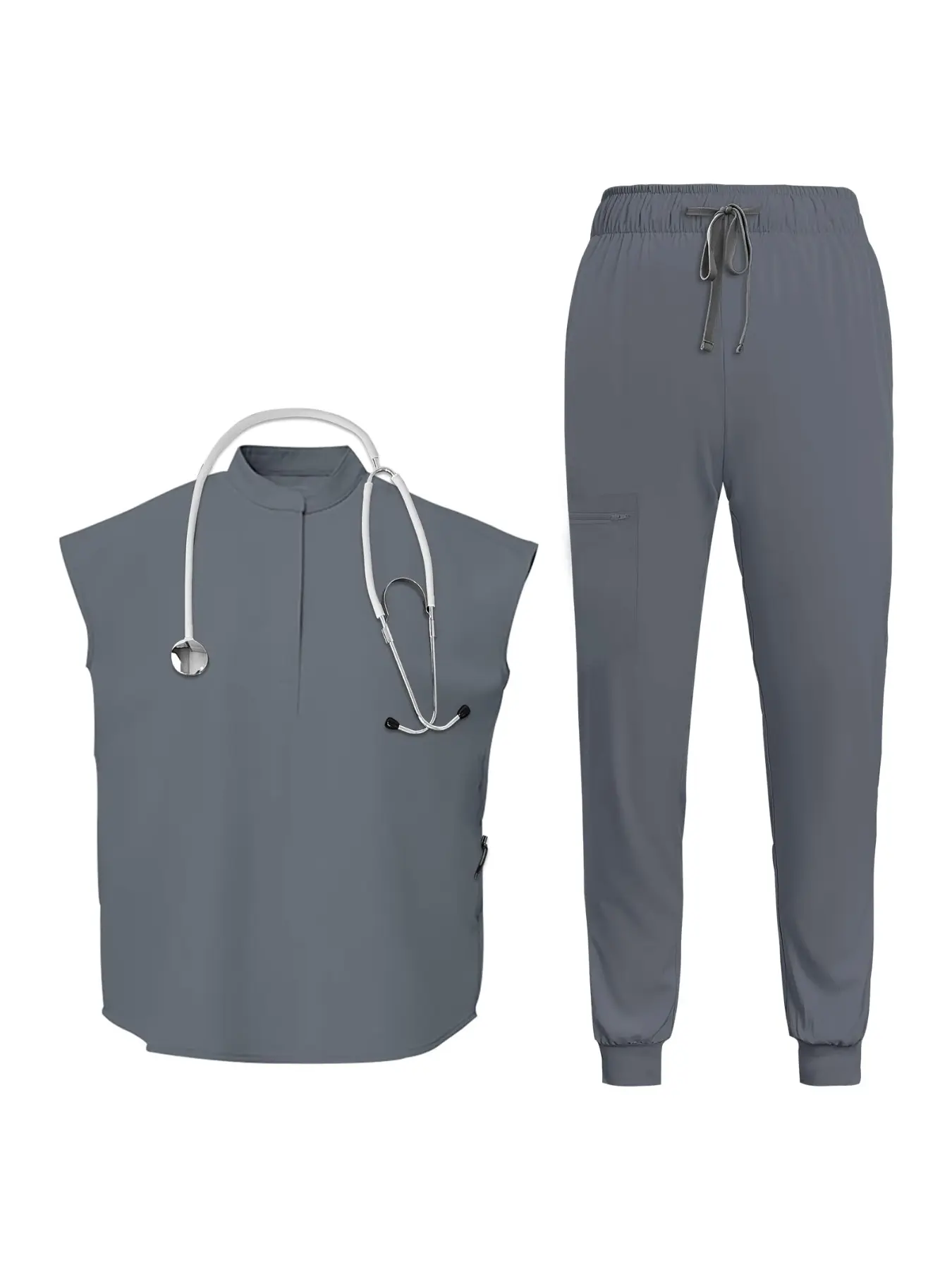Women's Doctor Brush Hand Suit Sleeveless Stand-up Collar Solid Color Thin Elastic Quick-drying Nurse Front Desk Uniforms Overalls Set