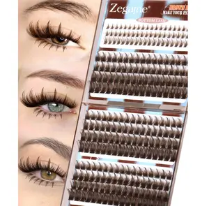 Brown Lash Clusters With Spikes Bottom Eyelash Clusters Wispy Cluster Eyelash Extensions Brown Manga Lash Clusters Fluff Individual Lashes 12-18MM 264Pcs by Zegaine