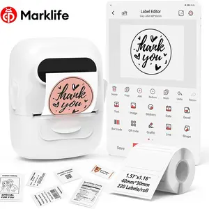 Marklife P50 Bluetooth-compatible Mini Thermal Printer, Portable Label Maker for Small Businesses, Home Office, School, Compatible with iOS and Android