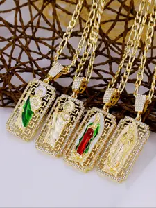 Fashion Classic Luxury Virgin Mary Saint Jude Medal Charm Jewelry Plated 14k Gold Vintage Floral Religious Jewelry, Holiday Blessing Prayer, Fashion Pendants