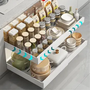 Pull-out Cabinet Organizer, Expandable 12.6-20.5in Heavy Duty Slide Out Drawers Storage Shelf for Kitchen, Bathroom & Racks