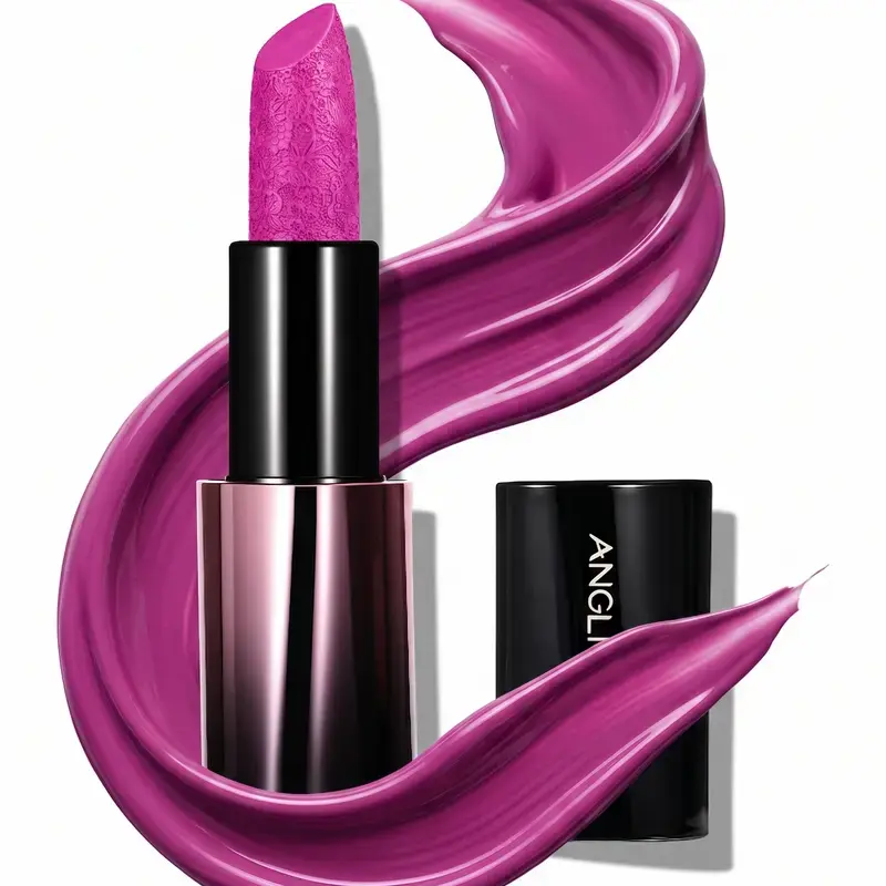 3D Metallic Pink Skablatt Lip Gloss - Non-Sticky Holographic Shimmer Oil, Hydrating Castor Oil Stain for Dry Lips, Waterproof Long-Lasting Makeup, Skablatt Makeup