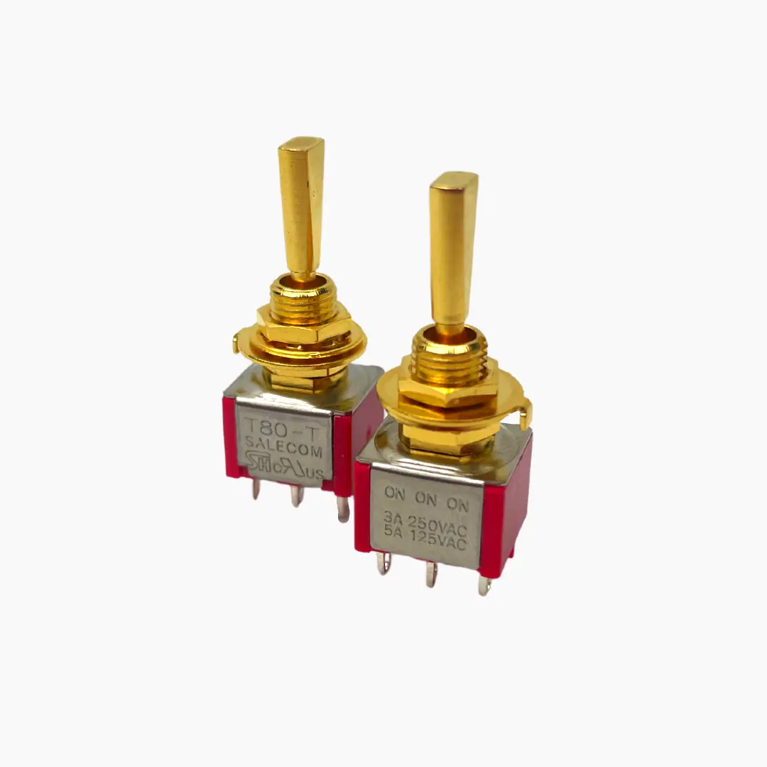 Allparts Double Pole Flat Bat Type On-On-On Mini Switch, With Mount for Electrical Switching Applications