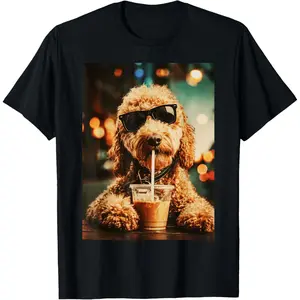 100%cotton Funny Golden Doodle Iced Coffee Dog Mom Doodle Lover Vintage T-Shirt
