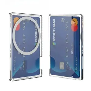 Creative Transparent PC Magnetic Phone Case Back Adhesive Card Holder Storage Box Strong Magnet Card Sleeve, Durable & Stylish Design