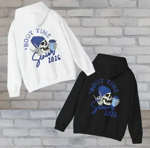 Senior 2026 Hoodie, Grad To Be Class of '26 Hoodie, Skeleton Coffee Lover Personalized Sleeve High School Graduation Gift