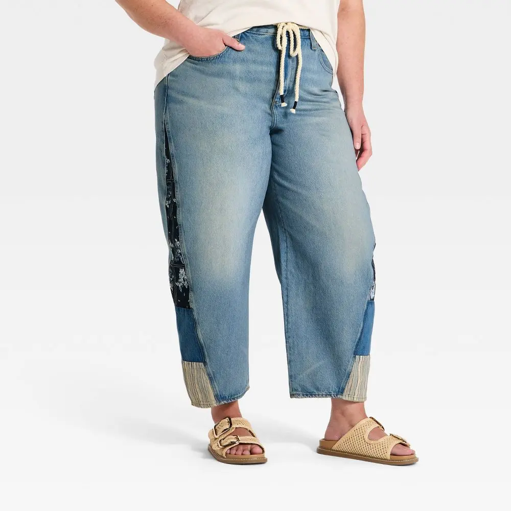 Women's High-Rise Easy Barrel Bandana Print Jeans - Universal Thread Medium Wash 17