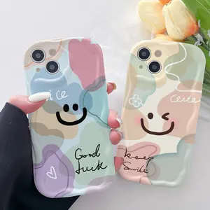 Happy Face Pattern Smartphone Case, Cellphone Accessory for Handheld Devices Compatible with iPhone 7, 8, X, XS, XR, 11, 12, 13, 14 Plus, 15, 16, 17 Pro Max