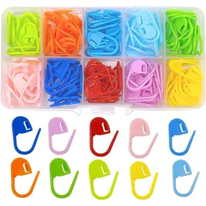 150 count Colorful Plastic Locking Stitch Markers for Knitting, Crochet, DIY - 10 Colors with Storage Box