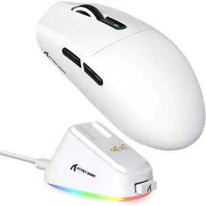 ATTACK  G3PRO  Gaming , Tri-Mode, /2.4G/USB, 59g Ultra Lightweight,25K DPI,100M Clicks Switches,RGB   Dock,PAW3311 Sensor,BK52820 Chip-White