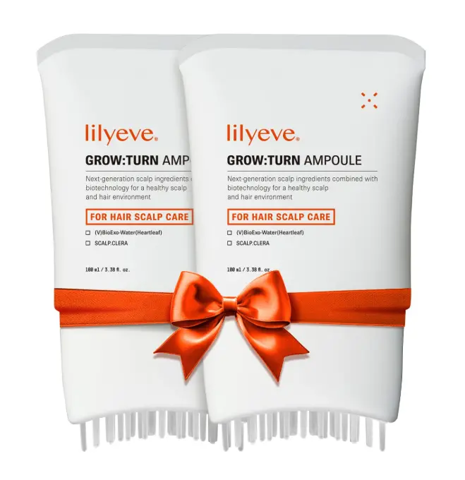 Lilyeve GROWTURN Hair Growth Serum 2-Pack with Built-In Brush | Exosome Scalp for Hair Thickening & Strengthening, Korean Hair Care | 3.38 fl. oz.