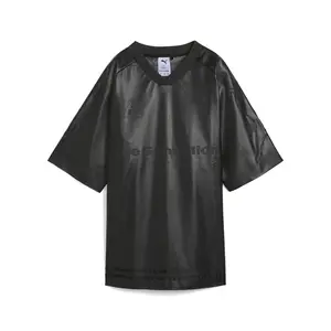 PUMA Mens Special Items Pleather V-Neck Long Sleeve Replica Jersey Casual - Black