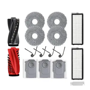 16 Pieces Replacement Accessories for Roborock Qrevo Curv/Curv S5X/Qrevo Edge/Edge S5A/Qrevo S5V Robot Vacuum, 2 Main Brush, 4 Mop Cloth Pads, 4 Side Brushes, 2 HEPA Filters, 3 Bags, 1 tool, Vacuum Cleaner Mop