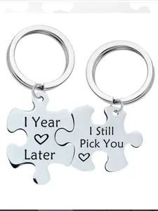 2pcs couple keychain, best couple gift. You are my person, I love you, puzzle pieces. He, she, keychain, boyfriend, Stainless Steel Keychain