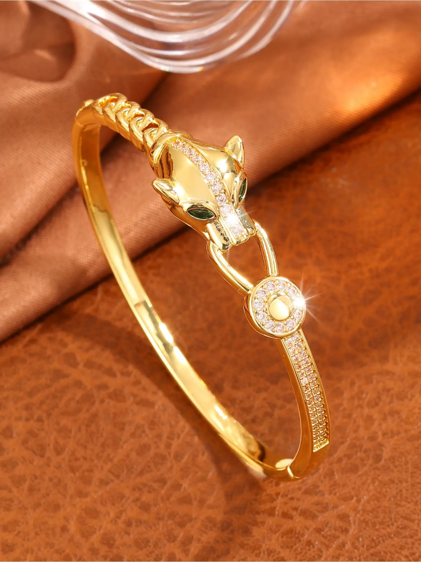 One piece set of classic copper stainless steel bracelet, a daily item with exquisite design, suitable for daily, Mother's Day, Thanksgiving and New Year gifts, Rhinestone Bracelet, Rhinestone Bangle, Rhinestone Decor Bangles, Jewelry Bracelet