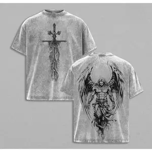 The Archangel x Flaming Sword T-Shirt Washed Christian Shirt, Aesthetic Clothes ,Scales of Justice , Jesus Tees, Christian Merch, Archangel Michael Tees ,Outfit Church