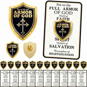 12/24/30 Set Christian Pins Memorial Day American Flag Pins Religious Cross Enamel Lapel Durable Metal Pins Put on the Full Armor of God Brooch with Bible Card Father's Day Independence Day National Flag Day Graduation Gift Birthday Gift to Women Men