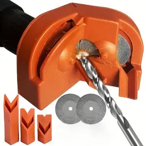 4-Piece Multifunctional Portable Drill Bit Sharpener Set, Manual Operation, Fits Torque & Impact Bits, Metal & Plastic Construction Tools, Power Tool