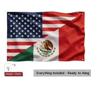 3x5 FT USA & Mexico Friendship Flag with Brass Grommets - Perfect for Cinco de Mayo, Independence Day & Patriotic Celebrations