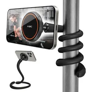 Portable Flexible Gooseneck Phone Holder for Magsafe, Long Arm Gym Magnetic Cellphone Mount for Treadmill, Peloton, Stroller, Golf Cart, Desk, Universal Handsfree Fitness Home Gym Accessory