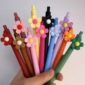 30/50Pcs 3D Flower Press Pens, Matte Multicolor, Gift Set (15/25 Pens + 15/25 Refills), Cute Office Stationery, Funny Teacher Pens