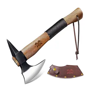 Grumpy Bear 15" Garden Axe – Forged Steel Blade with Walnut Handle, Anti-Slip Grip – Suitable for Wood Splitting, Garden Tasks & Outdoor Use, Holiday Gift Choice