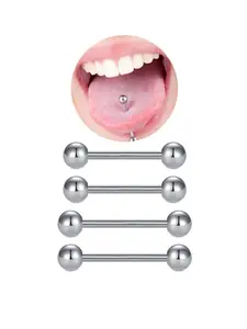 Punk Style Tongue Rings, Stainless Steel Nipple Rings, Body Piercing Jewelry for Women & Men, Fashion Body Jewelry, Trendy All-match & Exquisite Jewelry for Birthday Gift, Body Piercings Set