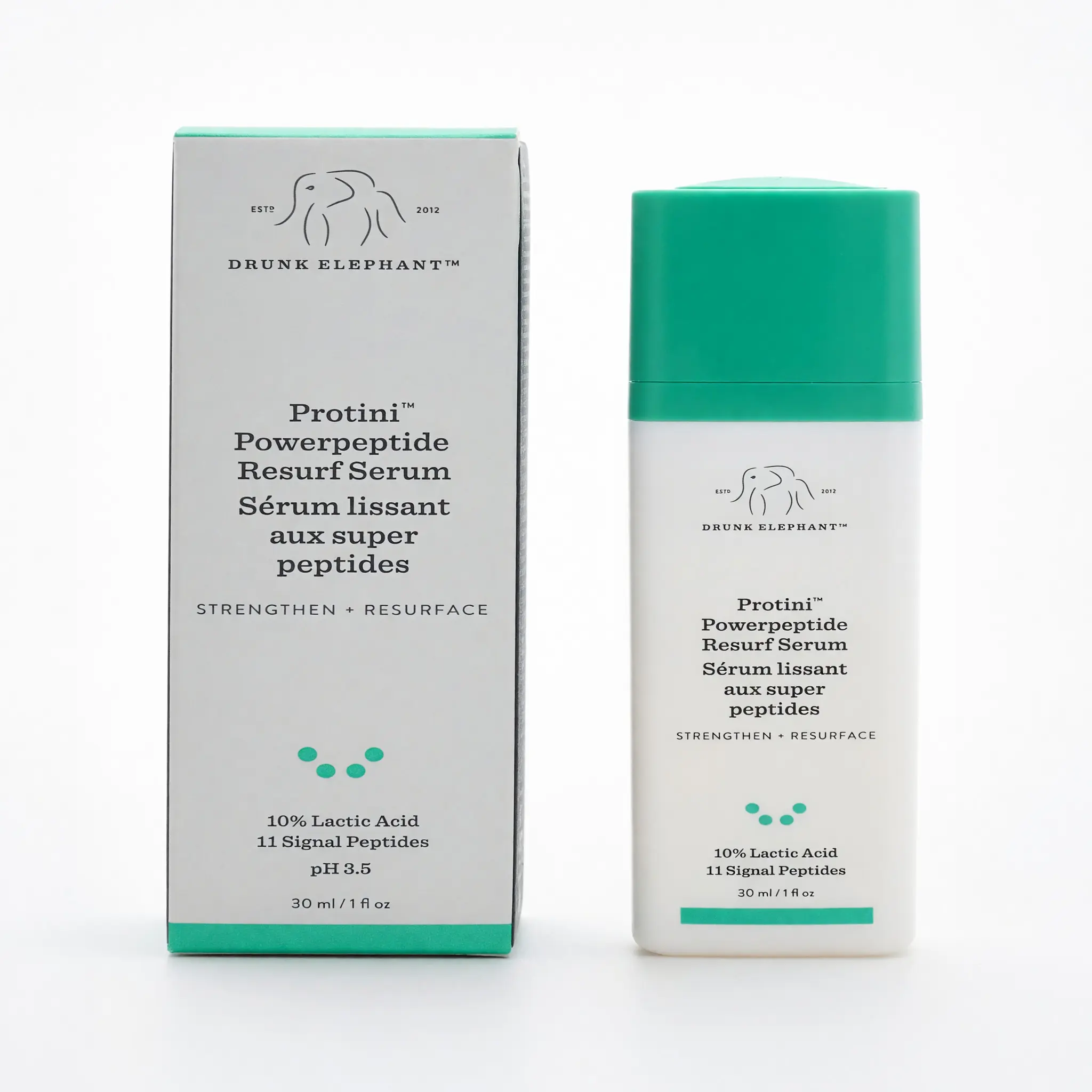 Facial Serum with 10% Lactic Acid & Powerful Peptides - Skin Resurfacing Treatment for Dull, Uneven Tone, 1 oz, Resurfaces Skin
