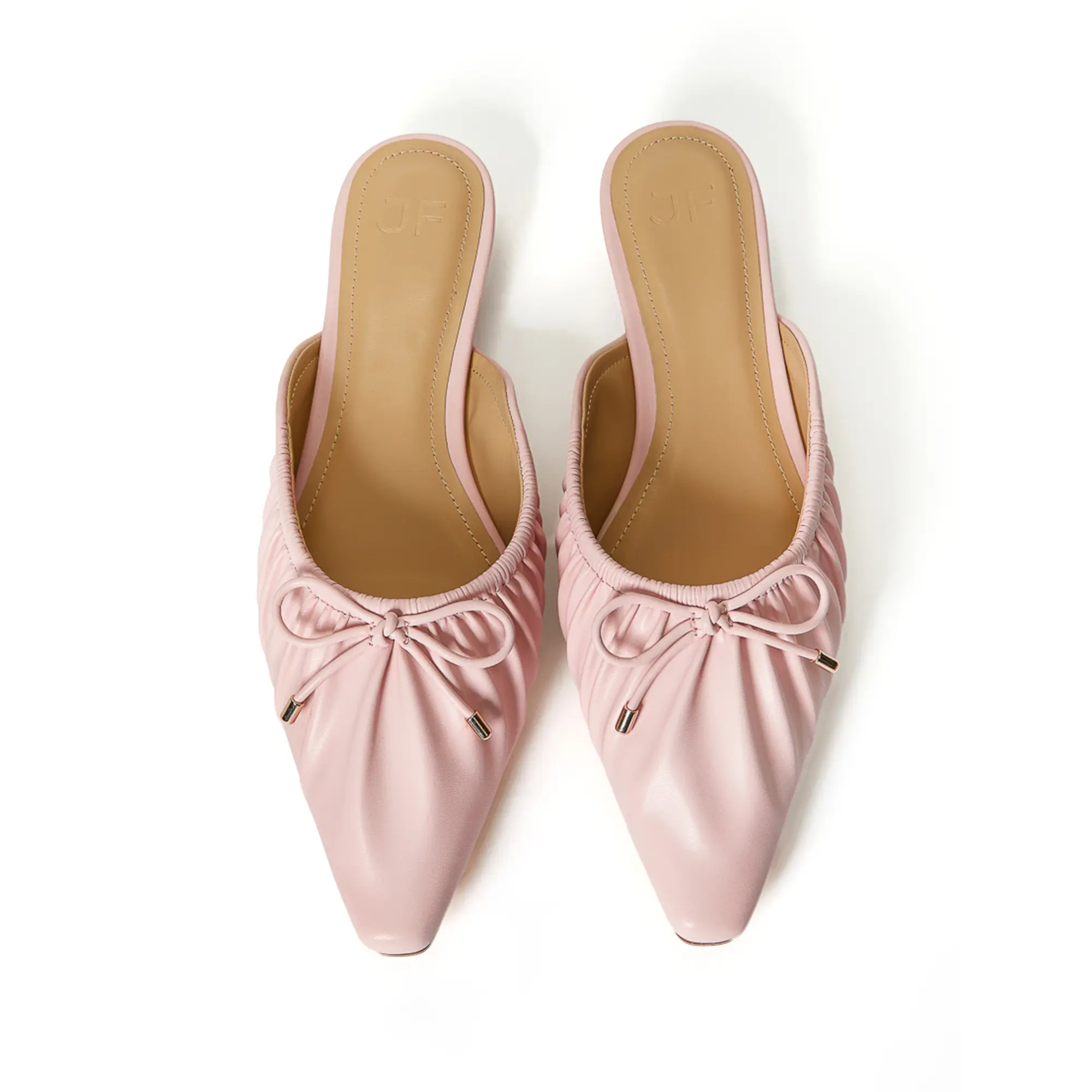 JUST FAB Women's Sleek Pointed Mule, Women’s Elegant Open‑Back Pleated Mules Comfy Low‑Heel Summer Shoes Stylish Casual Mule Shoe for Daily Wear